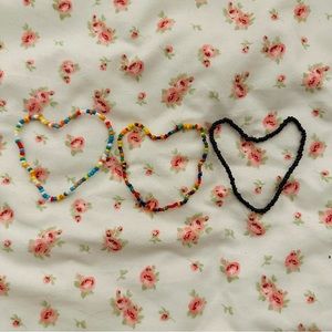 three colorful beaded bracelets